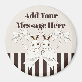 Personlig Classic Modern Cute Twin Bunny Kids Magnet