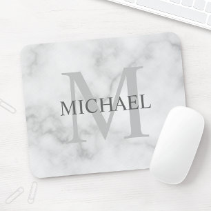 Personlig Classic Monogram och Namn Marble-utseend Musmatta