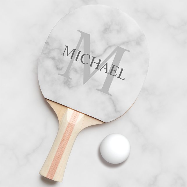 Personlig Classic Monogram och Namn Marble-utseend Pingisracket (Skapare uppladdad)