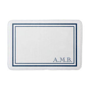 Personlig Classic Navy Blue Monogram Badrumsmatta