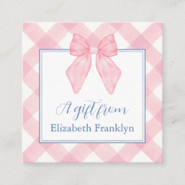 Personlig Classic Rosa Gingham Girls Gift Tilläggskort