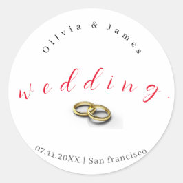 Personlig Classic Round Wedding Stickers Runt Klistermärke
