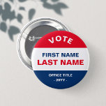 Personlig Classic-valet Kampanj Red Blue Knapp<br><div class="desc">Personlig Classic-valet Kampanj Red and Blue Button</div>