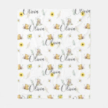 PERSONLIG CLASSIC WINNIE BEAR BABY BLANKET GIFT