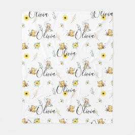 PERSONLIG CLASSIC WINNIE BEAR BABY BLANKET GIFT FLEECEFILT