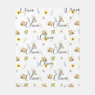 PERSONLIG CLASSIC WINNIE BEAR BABY BLANKET GIFT FLEECEFILT