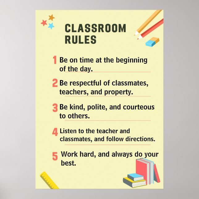 Personlig Classroom Regler för back to school Poster (Framsidan)