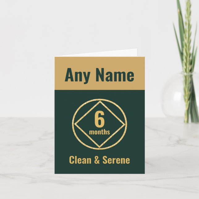 Personlig Clean och Sober grönt och guld NA Kort (Framsida)