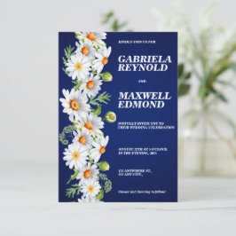 Personlig Clear Blommigt White Daisy Bröllop Inbjudningar