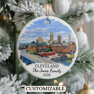 Personlig Cleveland-ornament, Anpassad Ohio Julgransprydnad Keramik
