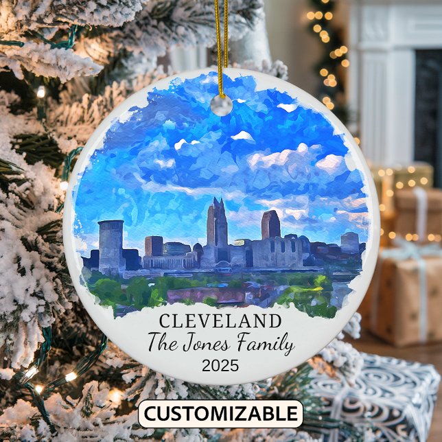 Personlig Cleveland Ornament, Ohio-staten Julgransprydnad Keramik (Skapare uppladdad)