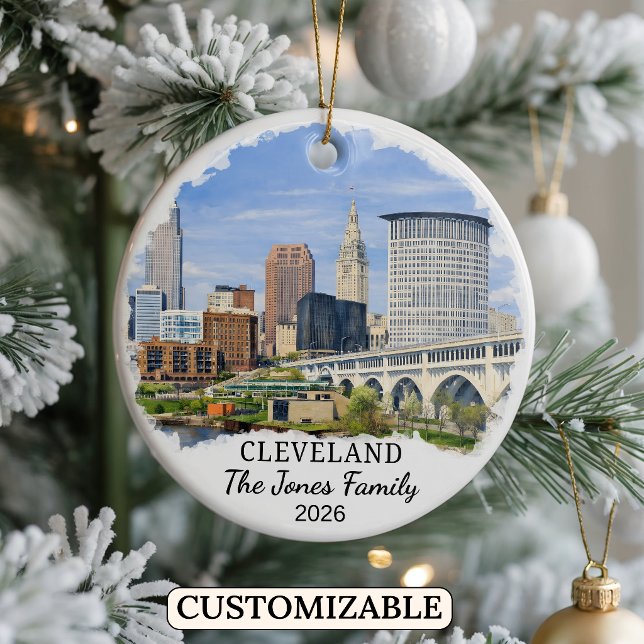 Personlig Cleveland-ornament, specialdesignad Ohio Julgransprydnad Keramik (Skapare uppladdad)