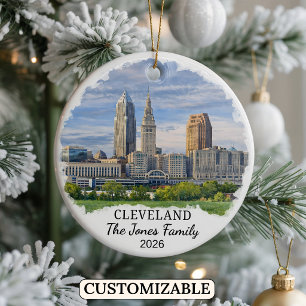 Personlig Cleveland-ornament, specialdesignad Ohio Julgransprydnad Keramik