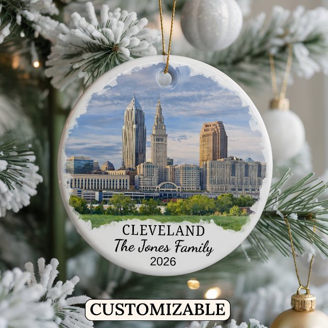 Personlig Cleveland-ornament, specialdesignad Ohio Julgransprydnad Keramik (Skapare uppladdad)