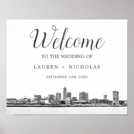 Personlig Cleveland Skyline Bröllop Välkommen Poster