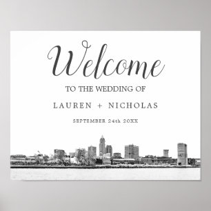 Personlig Cleveland Skyline Bröllop Välkommen Poster