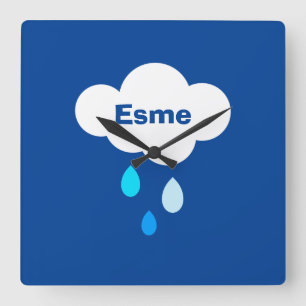 Personlig Cloud and Rain Fyrkantig Klocka
