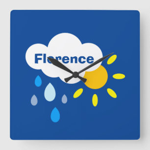 Personlig Cloud, Rain och Sunshine Fyrkantig Klocka