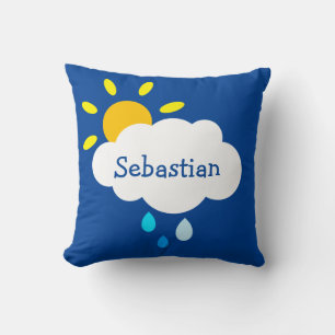 Personlig Cloud, Raindrops och Sunshine Cushion Kudde