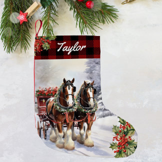 Personlig Clydesdale jul Horse Stocking Liten Julstrumpa