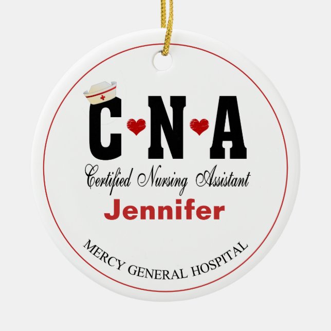 Personlig CNA Nurse jul Ceramic Ornament (Framsidan)