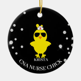 Personlig CNA Nurse Sunshade Glitter Chick Julgransprydnad Keramik