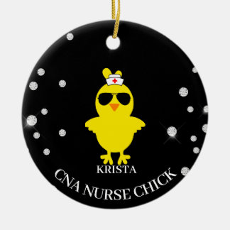 Personlig CNA Nurse Sunshade Glitter Chick Julgransprydnad Keramik