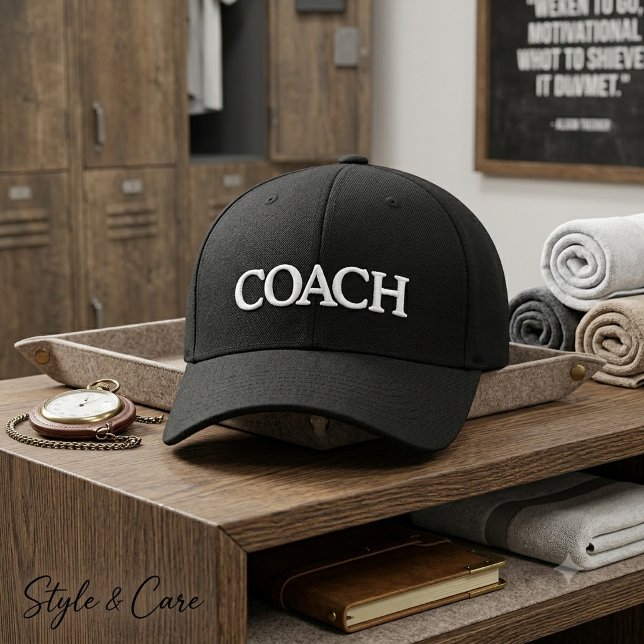 Personlig COACH Basic Flexfit Ullmössa Broderad Keps (Personalized COACH Basic Flexfit Wool Cap)