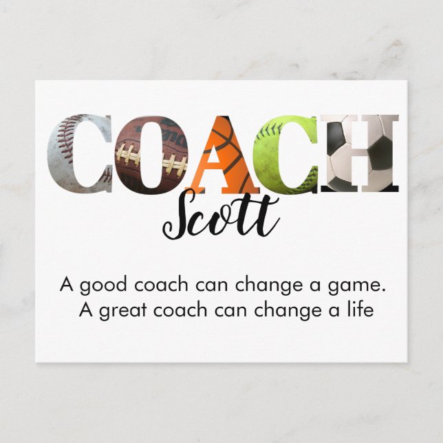 Personlig Coach namn spelare Vykort (Framsida)