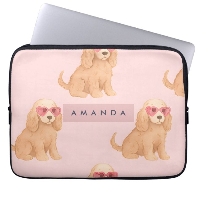 Personlig Cocker Spaniel Hund med Glasögon Laptop Fodral (Framsidan)