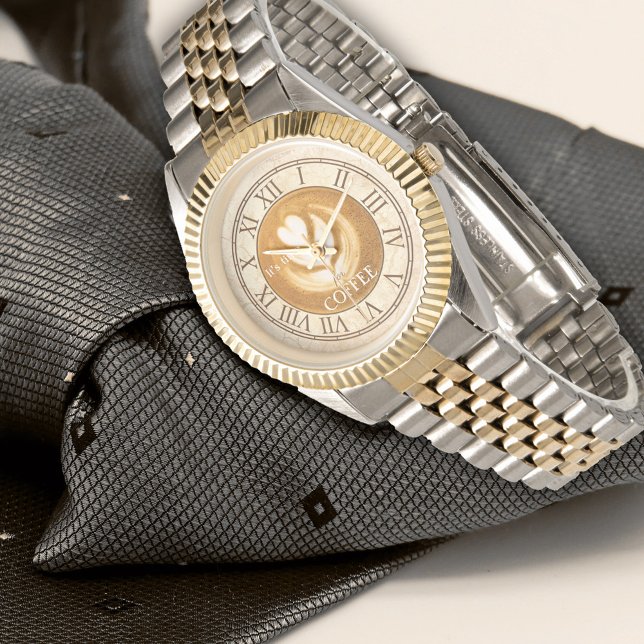 Personlig Coffee Cappuccino Vintage Armbandsur (Elegant watch featuring a coffee/cappuccino theme in vintage style )