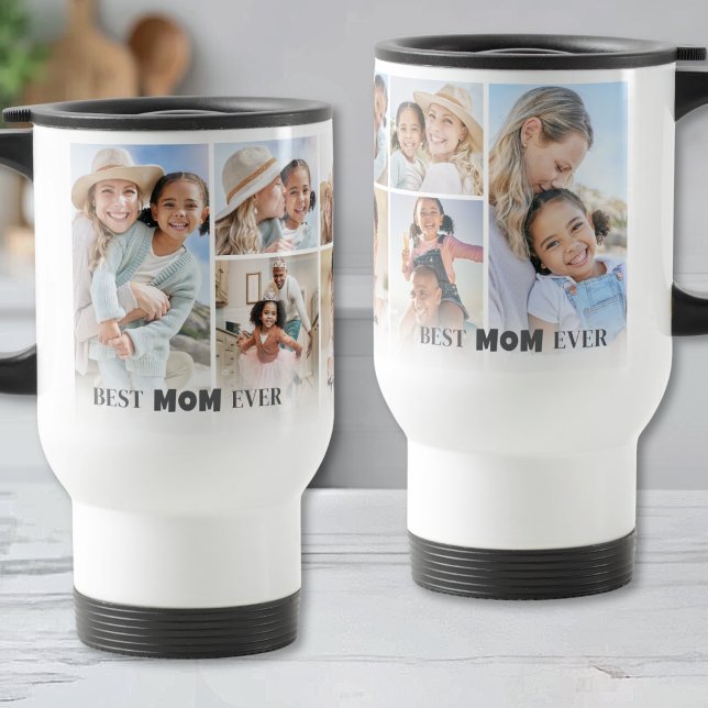 Personlig collage för bästa mamma med foto resemugg (Personalized Best Mom Photo Collage Mother Travel Mug)
