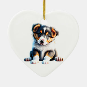 Personlig Collie Puppy Julgransprydnad Keramik