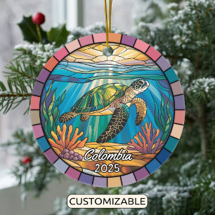 Personlig Colombia Ornament, Sea Turtle Julgransprydnad Keramik