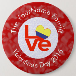 Personlig colombiansk röd KÄRLEK Flagga  Knapp