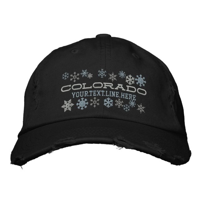 Personlig Colorado Winter Snöflingor Broderad Keps (Framsida)