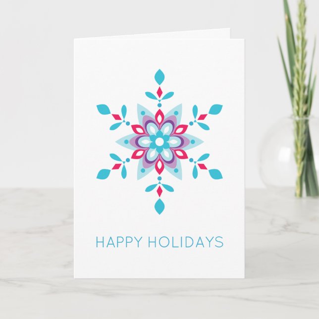 Personlig Colorent Snowflake Lycklig Helgkort (Framsida)
