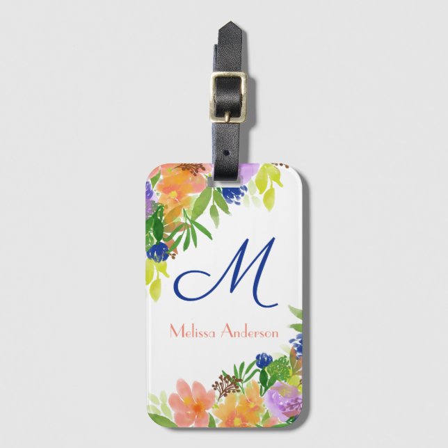 Personlig Colorful Blommigt Bouquet Bagagebricka (Framsida vertikal)