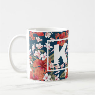 Personlig Colorful Blommigt Monogram Mugg