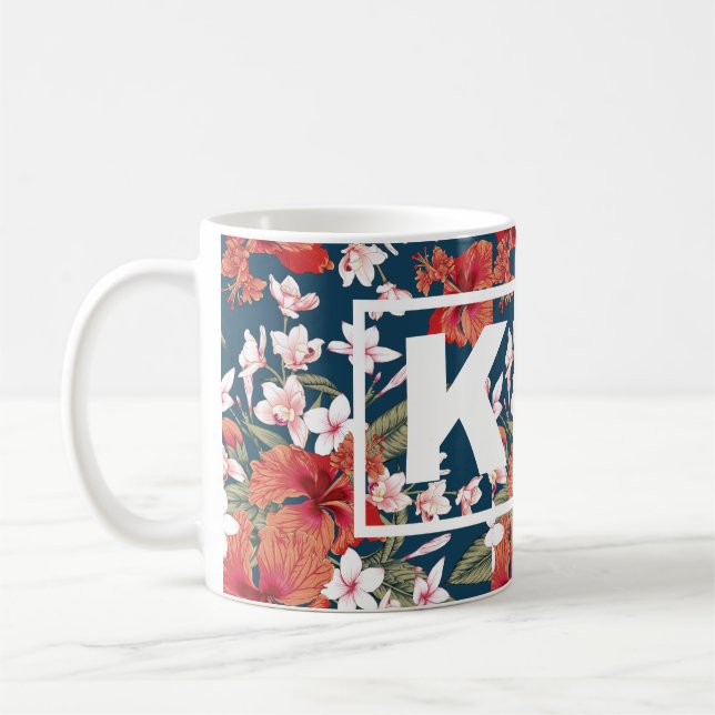 Personlig Colorful Blommigt Monogram Mugg (Vänster)