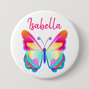 Personlig Colorful Butterfly Personlig Namn Knapp