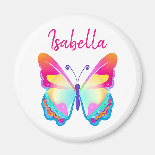 Personlig Colorful Butterfly Personlig Namn Magnet (Framsidan)