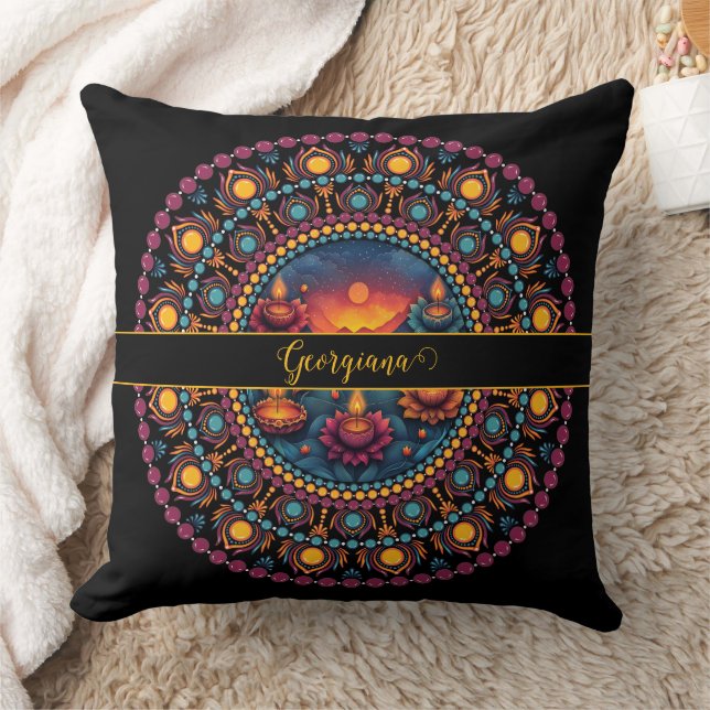 Personlig Colorful Diwali Festival Mandala Kudde (Filt)