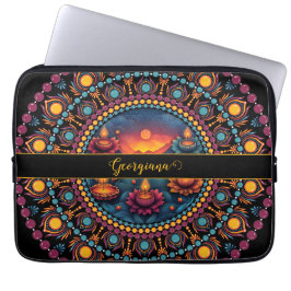 Personlig Colorful Diwali Festival Mandala Laptop Fodral