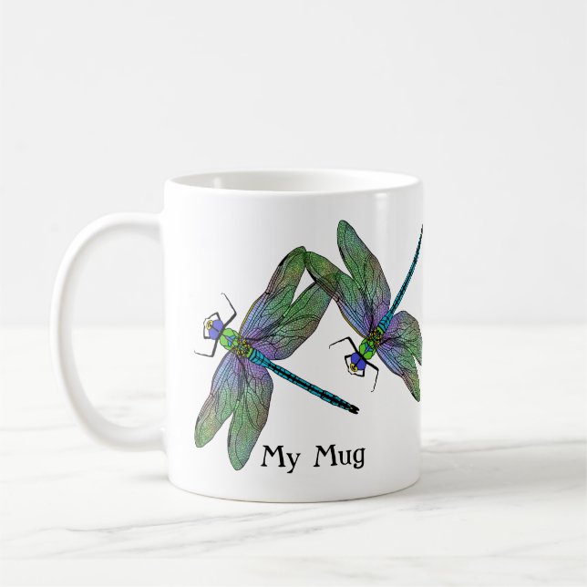 Personlig Colorful Emperor Dragonflies Kaffemugg (Vänster)