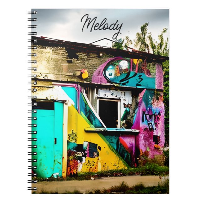Personlig Colorful Graffiti Abandoned Anteckningsbok (Framsidan)
