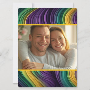 personlig Colorful Mardi Gras wave mönstrad Julkort