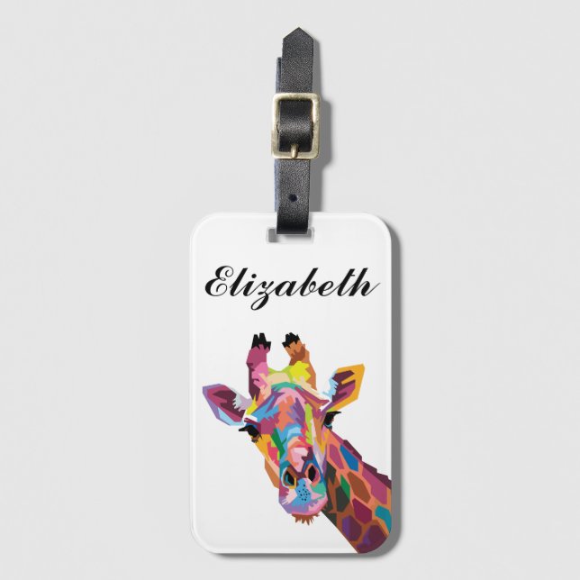 Personlig Colorful Pop Art Giraffe Bagagebricka (Framsida vertikal)