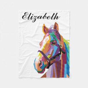 Personlig Colorful Pop Art Horse Fleecefilt