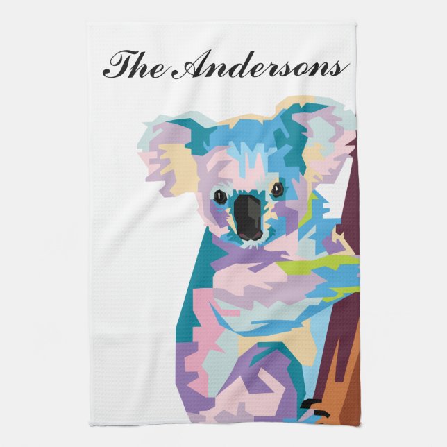 Personlig Colorful Pop Art Koala Kökshandduk (Vertikal)